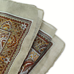 Brown Paisley Satin Scarf Vintage Silk Shawl