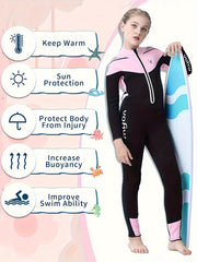 Kids Warm Fleece Diving Suit 3.5mm Half Zip Long Sleeve for Swimming Surfing
