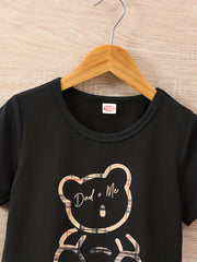 Boys Dad Me Bear Graphic Outfit Short Sleeve Tee & Plaid Sho