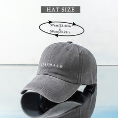 Washed Distressed Baseball Cap STAYWILD Embroidery Solid Sun Hat