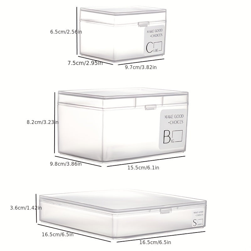 Transparent Desktop Storage Box with Lid for Student Dormitory