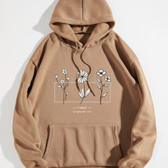 Graphic Print Drawstring Loose Hoodie Casual Hooded Pocket Sweatshirt