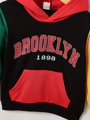 Boys Casual Block Pullover Hooded Sweatshirt