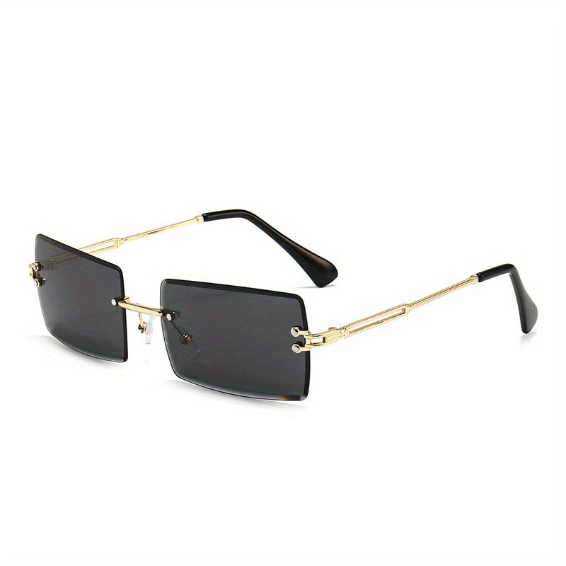 Rectangle Rimless Polarized Sunglasses Gradient Lens UV400