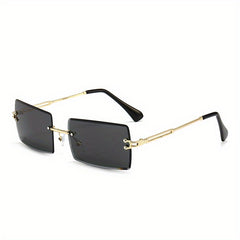 Rectangle Rimless Polarized Sunglasses Gradient Lens UV400