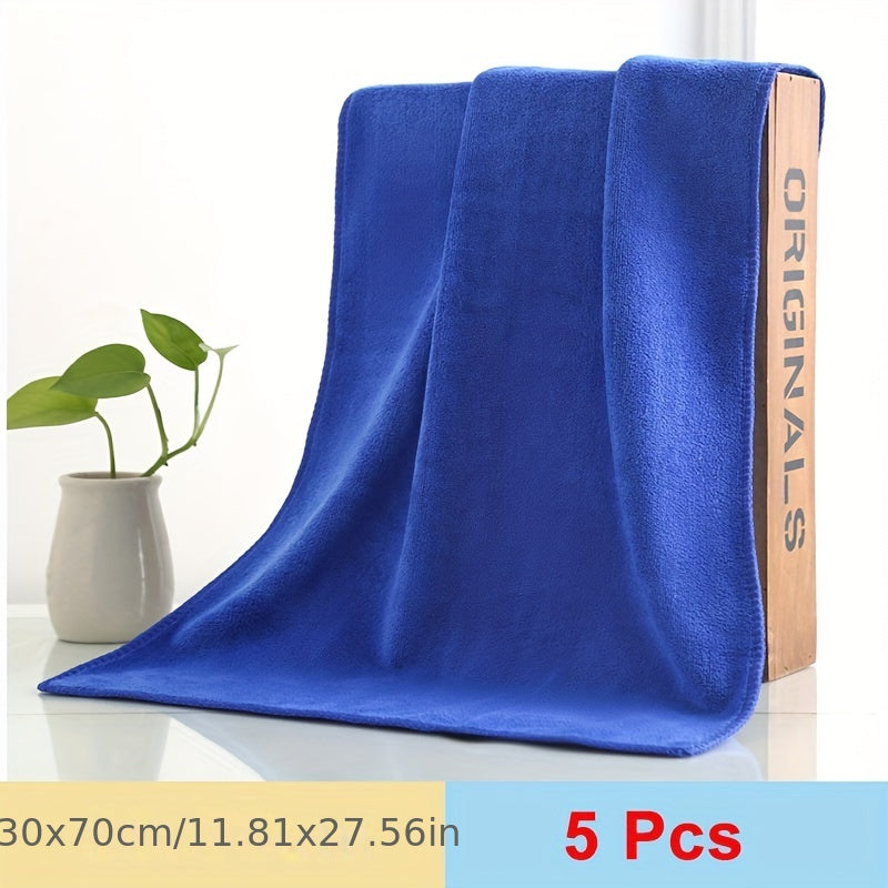 5pcs 30x70cm Soft Microfiber Car Wash Towel - No Scratch