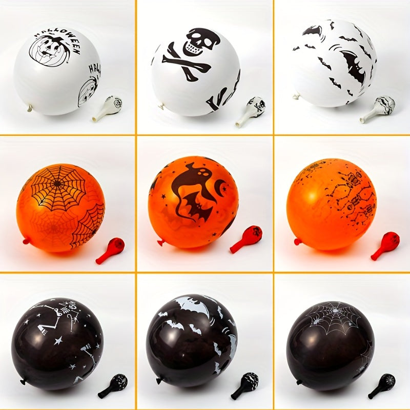 15pcs Halloween Pink Orange Latex Balloons with Ghost Bat for Party Favors