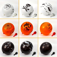15pcs Halloween Pink Orange Latex Balloons with Ghost Bat for Party Favors
