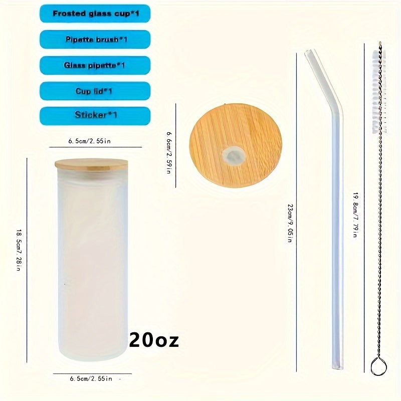 Glass Water Cup With Flower Sticker Straw And Brush DIY
