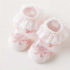 Baby Girls Lace Ruffle Boat Socks for Spring and Summer