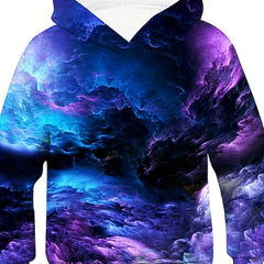 Boy's 3D Space Print Hoodie For Outdoor
