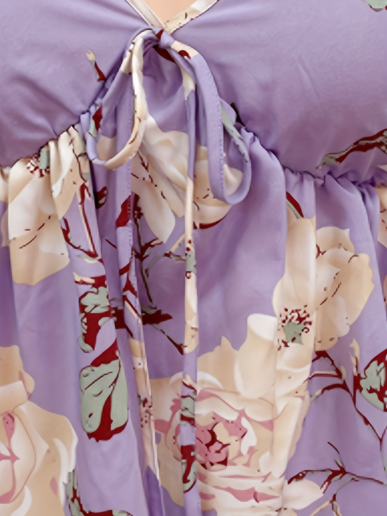 Shirred Floral V Neck Cami Top