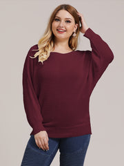 Eyelet Embroidered Boat Neck Long Sleeve Sweater