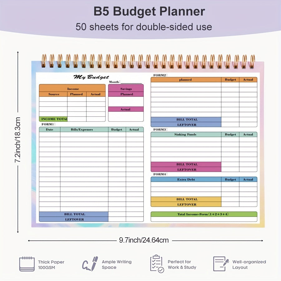 B5 Budget Planner - 100 Pages - Weekly & Monthly - Manage Finances
