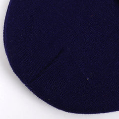 Men's Solid Knitted Hat in Black - Warm Winter Beanie Cap