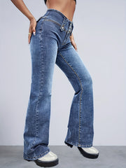 High Waist Flared Jeans Bell Bottom High Rise Wide Legs High Stretch Denim Pants