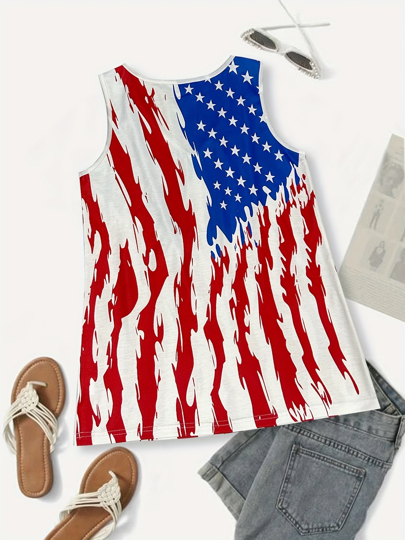 Independence Flag Print Tank Top for Women
