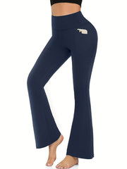 Bootcut Yoga Pants With Pockets High Stretch Bell Bottom Dance Long Activewear