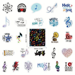 Music Themed Stickers for Water Bottles, Laptops, Guitars