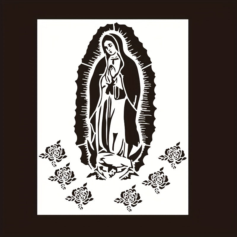 Virgin Mary Stencil 21x59 cm for Painting Wall Wood Fabric Furniture