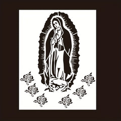 Virgin Mary Stencil 21x59 cm for Painting Wall Wood Fabric Furniture