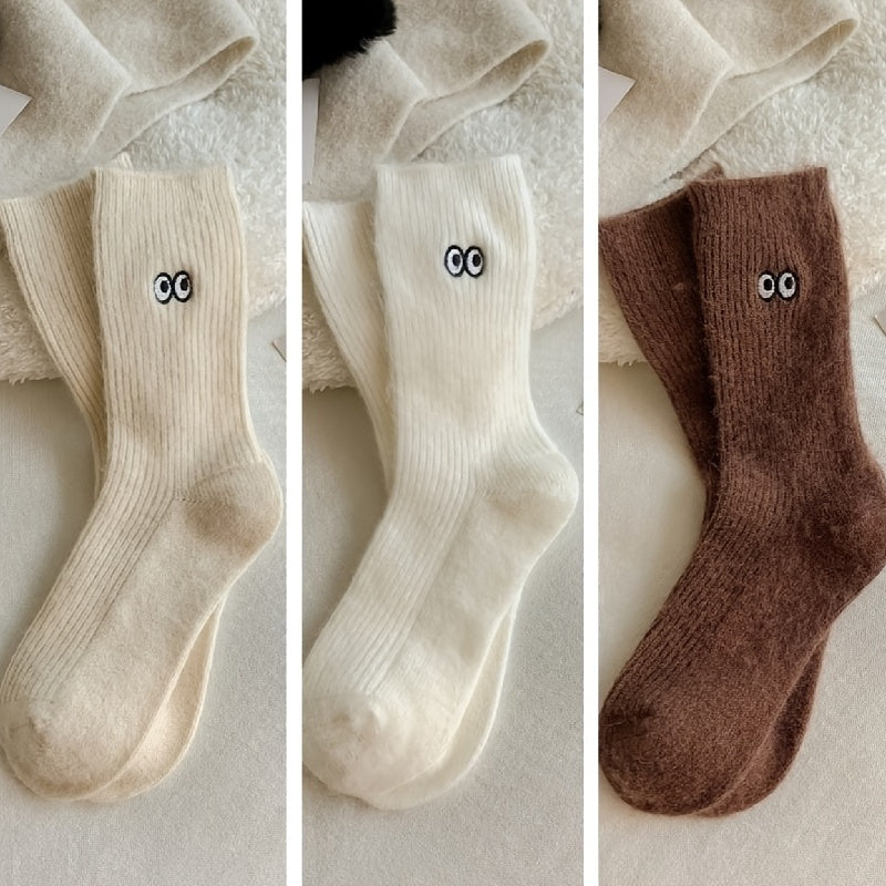 3 Pairs Cartoon Pattern Warm Socks Women's Stockings