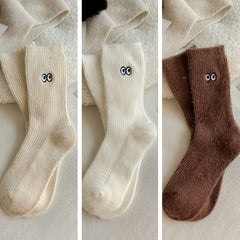 3 Pairs Cartoon Pattern Warm Socks Women's Stockings