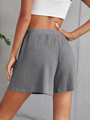 Waffle Knit Drawstring Shorts Casual Shorts