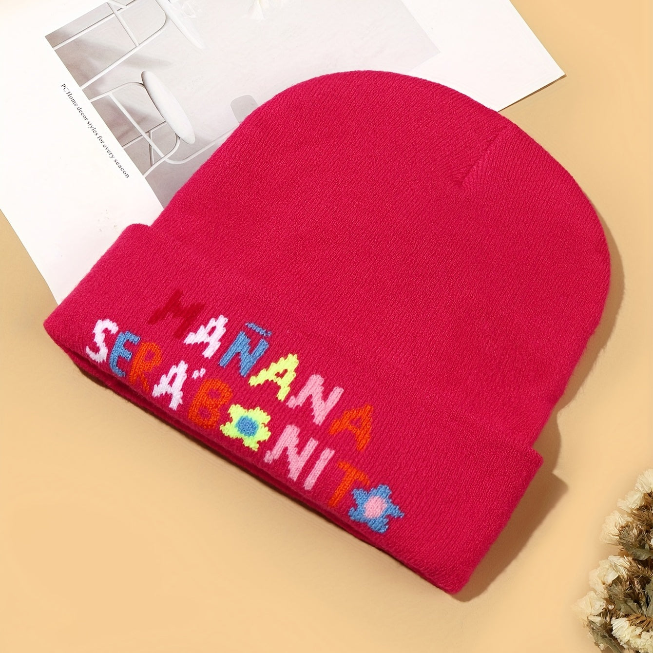 Multicolor Letter Print Knitted Hat