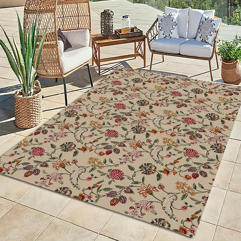 Luxuriant Flowers Pattern Sponge Rug Hallway Entrance Doormat Carpet