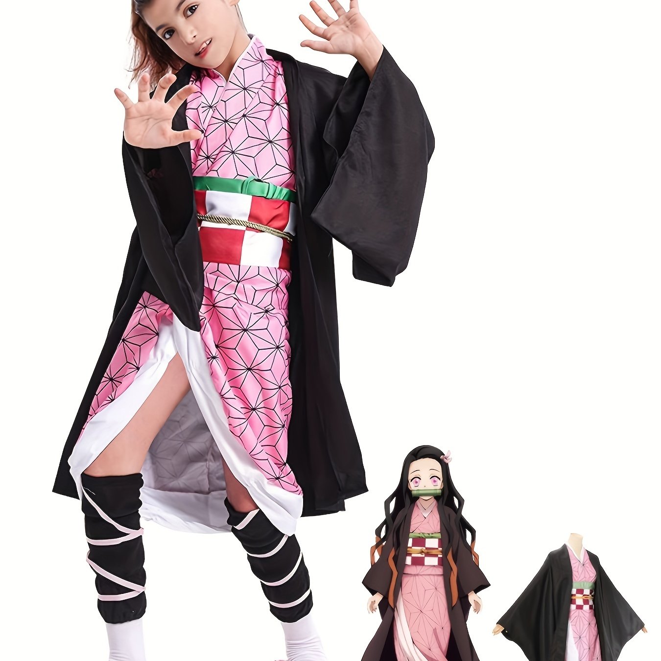Girls Anime Cosplay Kimono Uniform Set For Kid