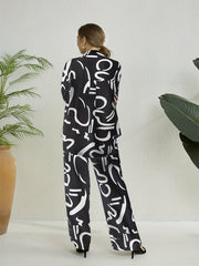 Abstract Print Casual Two piece Set