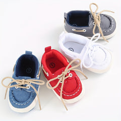Solid Lace Up Sneakers for Baby Boys Lightweight Non Slip Shoes