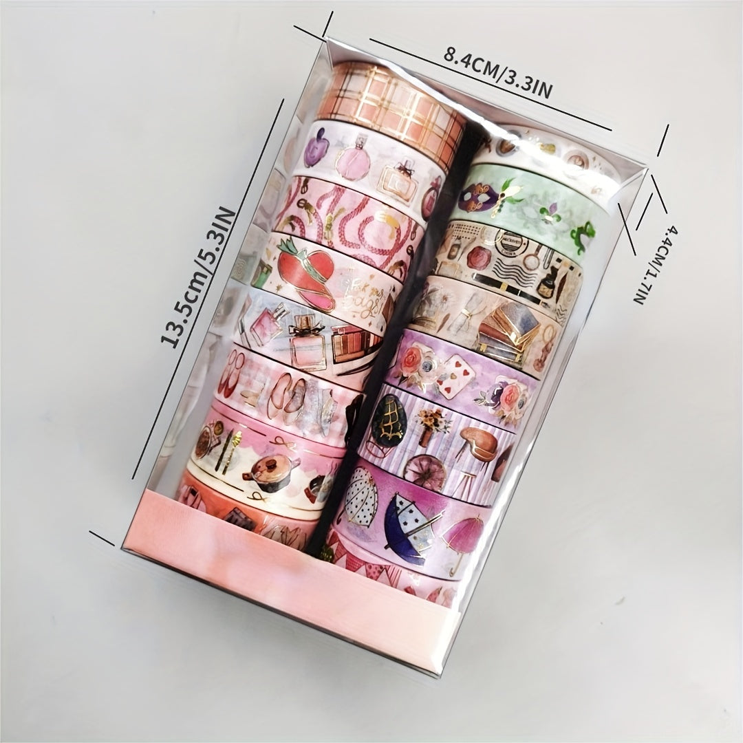 16 Rolls Golden Foil Hand Account & Tape Set for Planners Scrapbooks