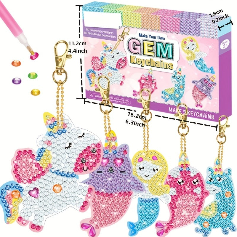 DIY 5D Diamond Painting Keychain Kit for Girls