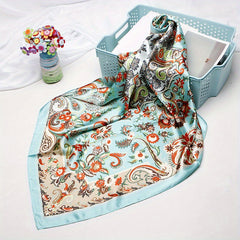 Boho Paisley Print Square Scarf Vintage Satin Bandana Neckerchief