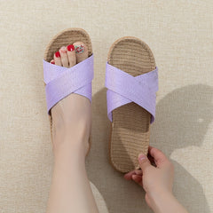 Women's Criss Cross Straps Flat Slides Sandals