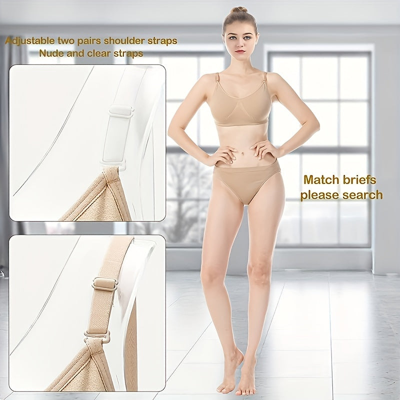 Seamless Dance Bra with Clear Back Straps