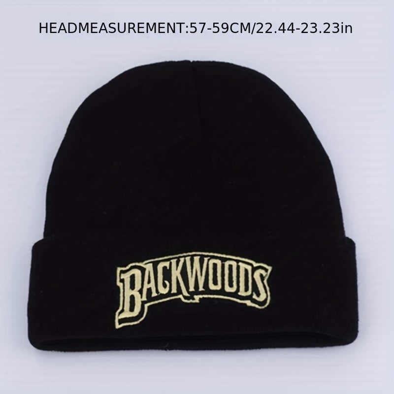Letter Embroidery Beanie Unisex Warm Elastic Casual Skull Cap