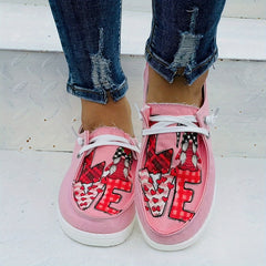 Women's Red Heart Stitching Cartoon Sneakers
