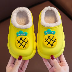 Toddler Waterproof Fleece Slippers with Fruits Decor for Winter