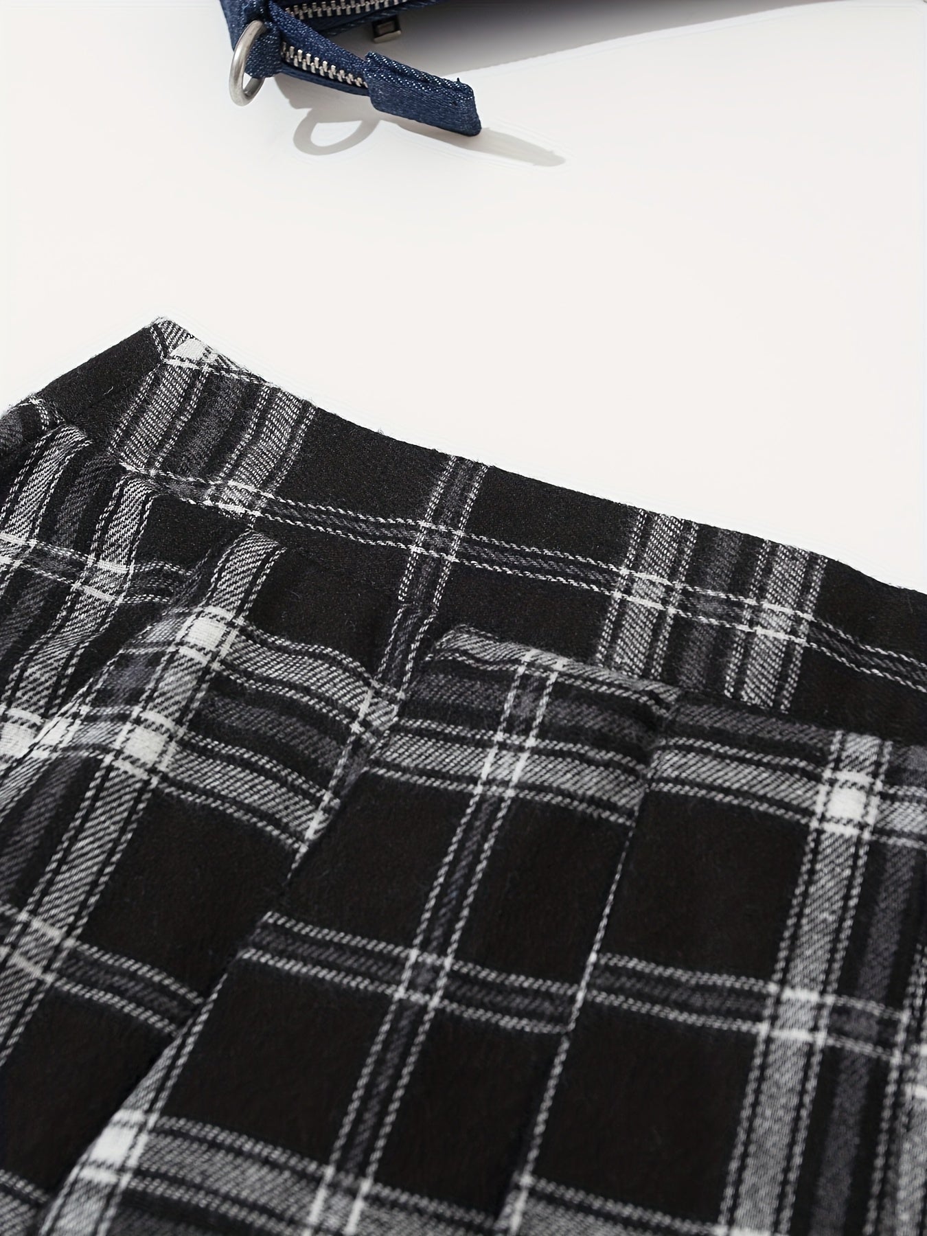 Plaid Pattern Pleated Mini Skirt Casual Zipper Versatile Skirt