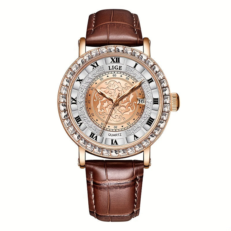 Rose Gold Ladies Quartz Watch Clock