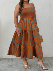 Boho Dress Women's Plus Allover Print Smock Tube Dress
