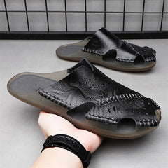 SENBURNY Cowhide Leather Slippers Men's Slip On Sandals Chappal