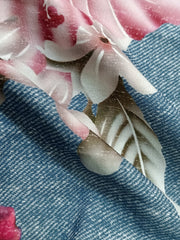 Rose Print Square Neck Overalls Jumpsuit