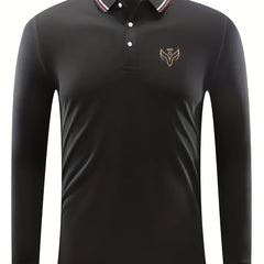 Men's Angel Print Golf Shirt Long Sleeve Tennis Collared Business Casual