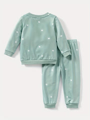 Baby Dotted Print Sweatshirt Pants Set Fall Winter Loungewear Set