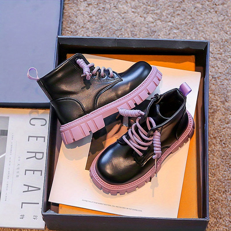 Girls Lace Up Ankle Boots Comfortable Non Slip Indoor Outdoor Travel