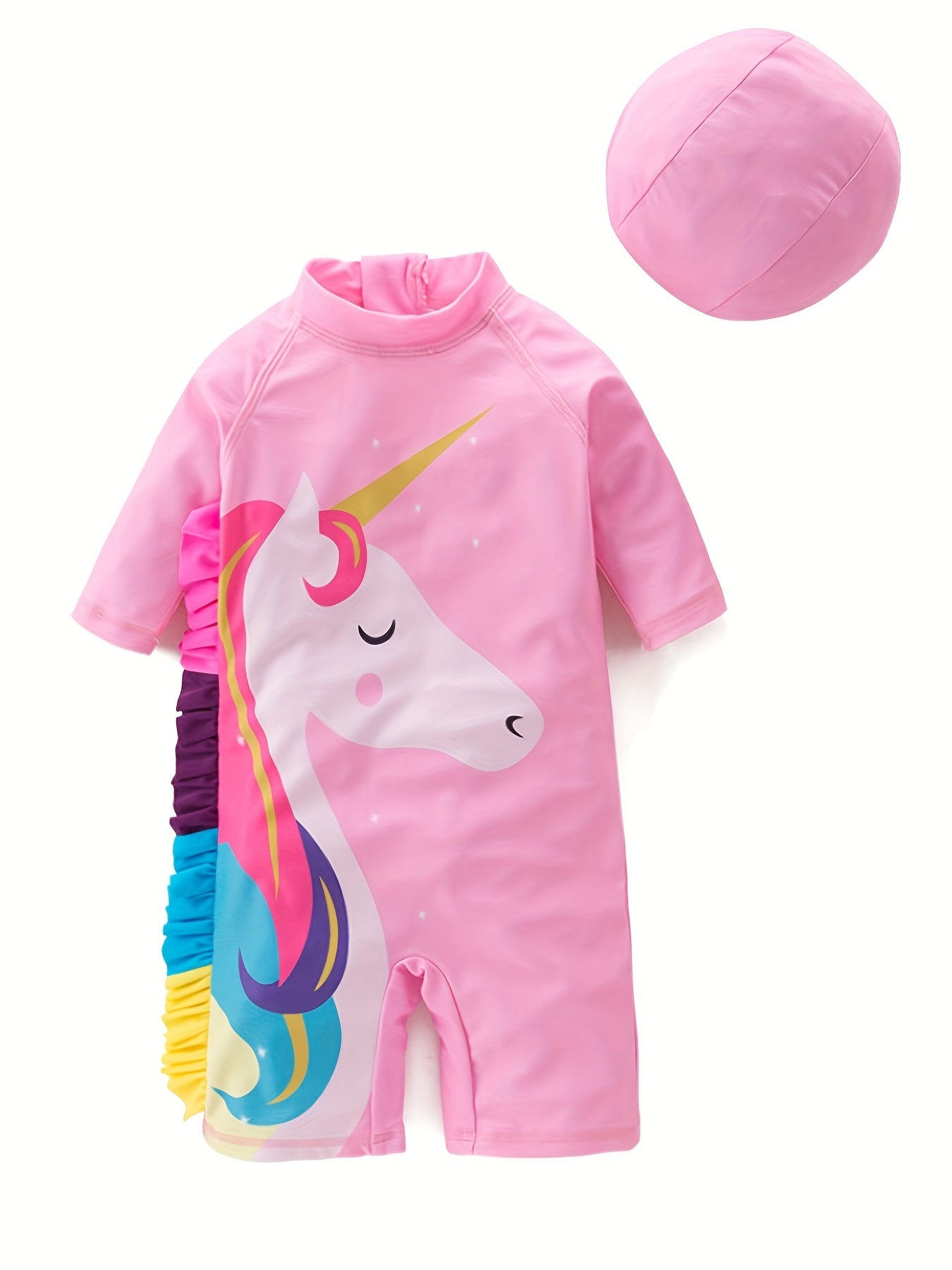 Toddler Girls Pink Unicorn Swimsuit & Swimming Cap Set